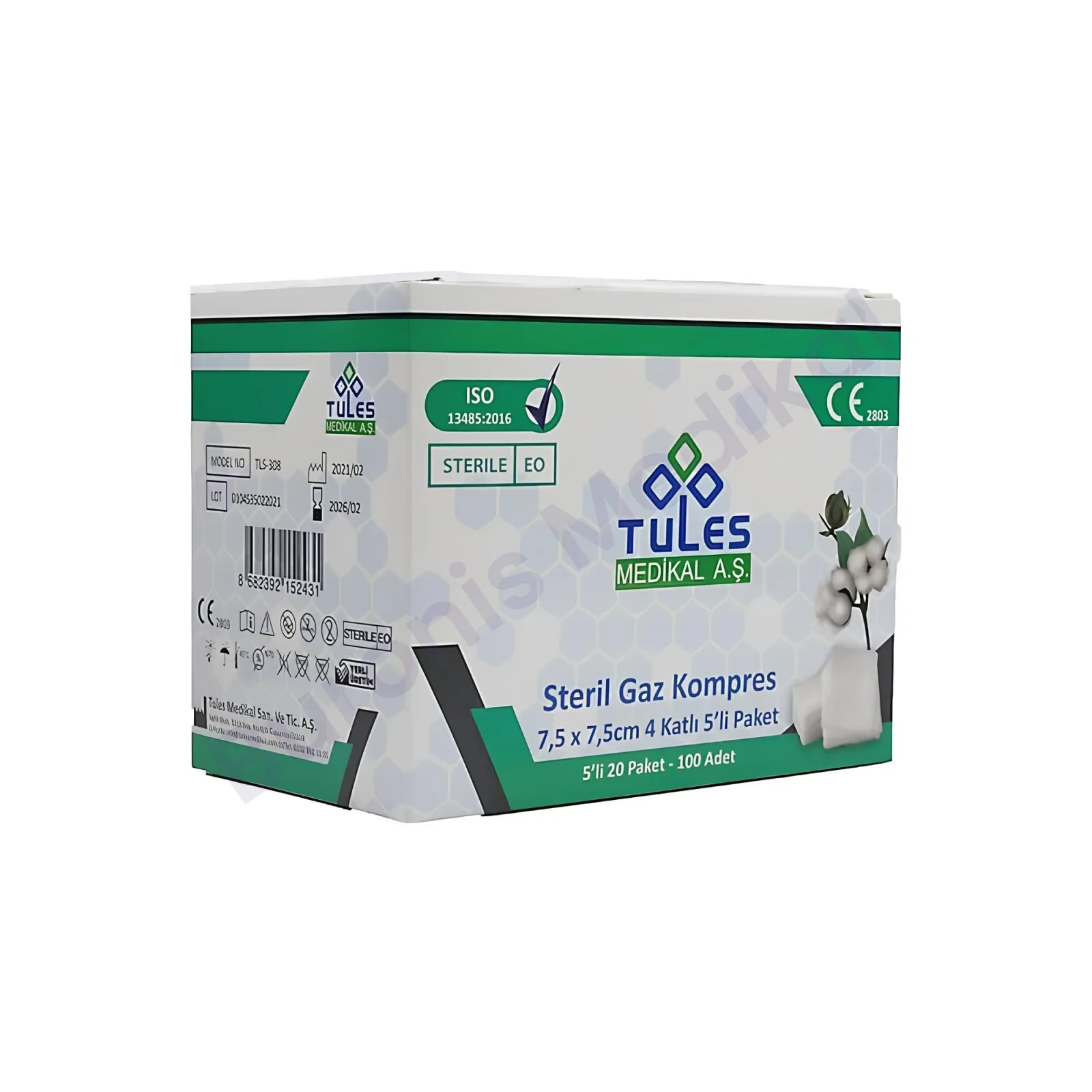 GAZ KOMPRES (TULES) 7,5cm*7,5cm 100'lü